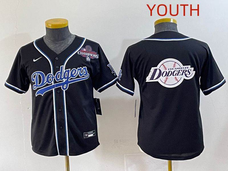 Youth 2025 Los Angeles Dodgers Blank Black Three generations Fashion Nike MLB Jersey style 36->youth mlb jersey->Youth Jersey